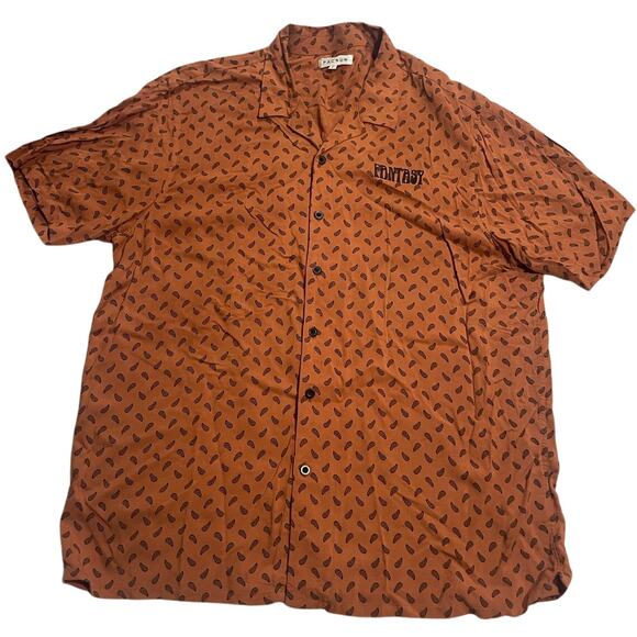 Pacsun Casual Button Down Shirt Fantasy Paisley Men's Size XL Orange Brown Rayon - Picture 1 of 8